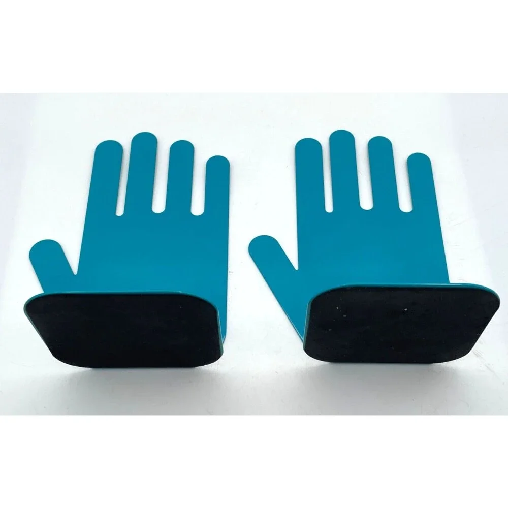 Jonathan Adler Hand Bookends Teal Blue Metal Sculptural Modern Retired Pair
